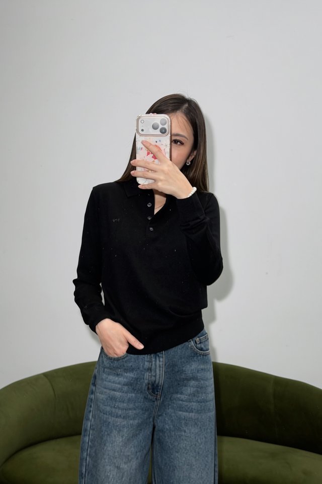PARRY POLO LONG SLEEVE SHIRT (BLACK)
