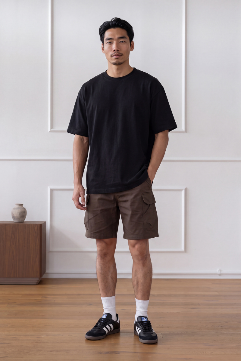 MENS CURVE HEM T-SHIRT (BLACK)