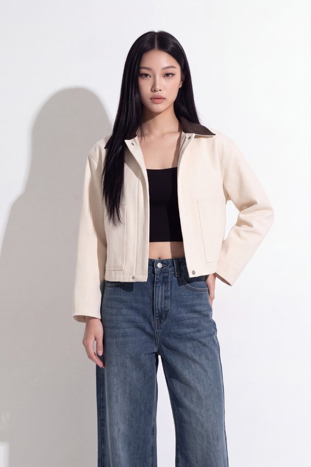 CIU CIU CONTRAST COLLAR JACKET (CREAM)