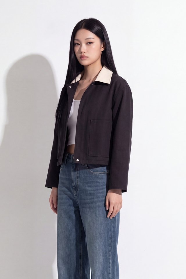 CIU CIU CONTRAST COLLAR JACKET (BLACK)