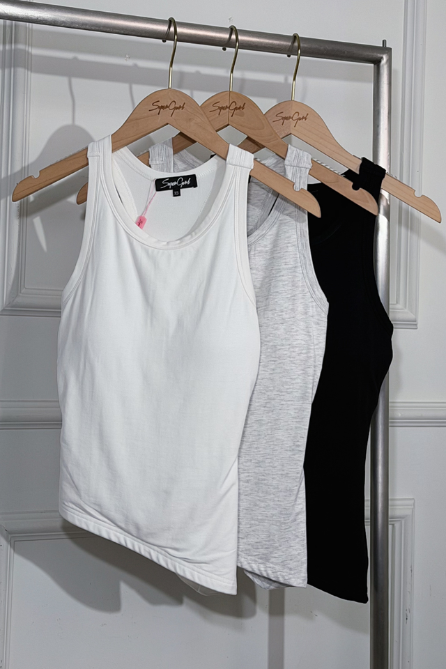 SOHEE SLANTED HEM PADDED TOP (WHITE)