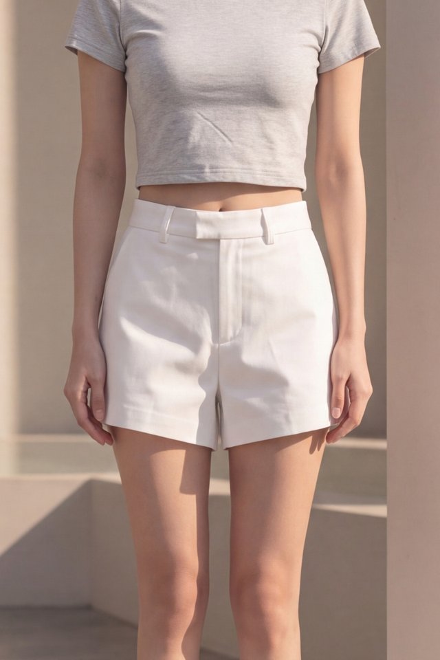 OLIVIA OVERLAP SHORTS (WHITE)