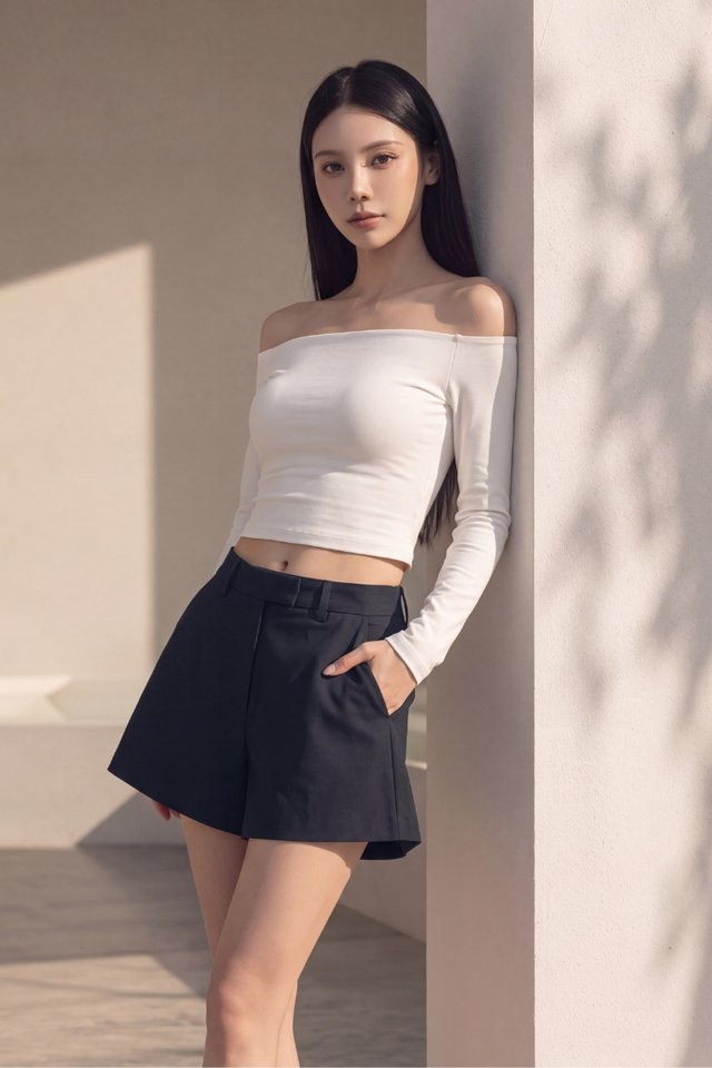 OLIVIA OVERLAP SHORTS (NAVY)