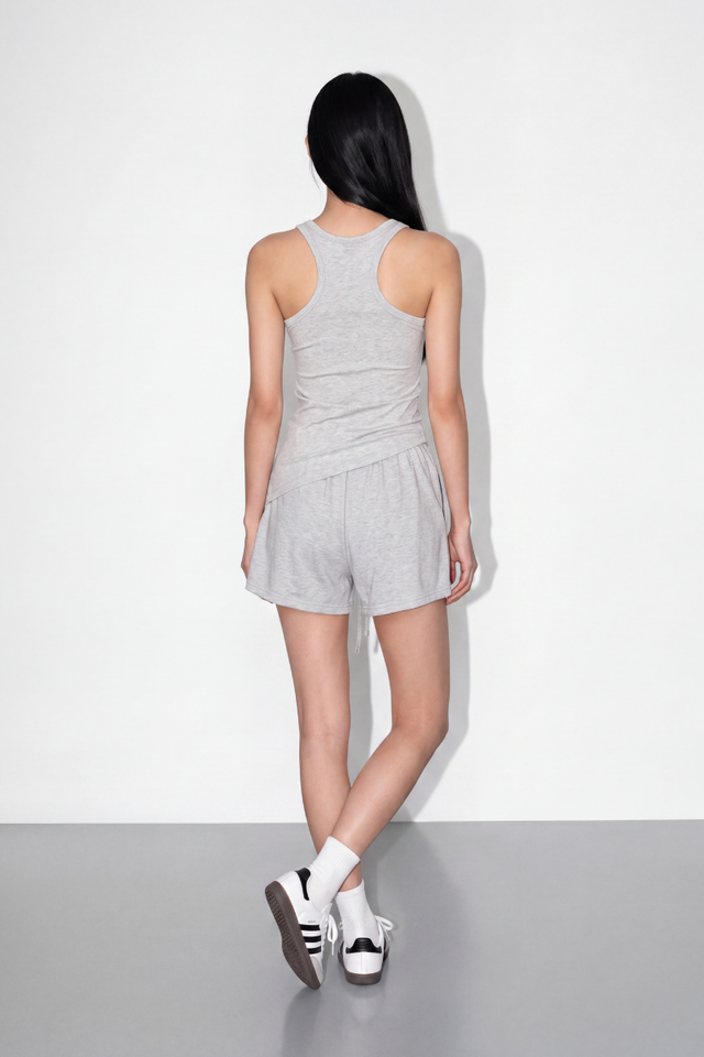 SOHEE SLANTED HEM PADDED TOP (LIGHT HEATHER GREY)