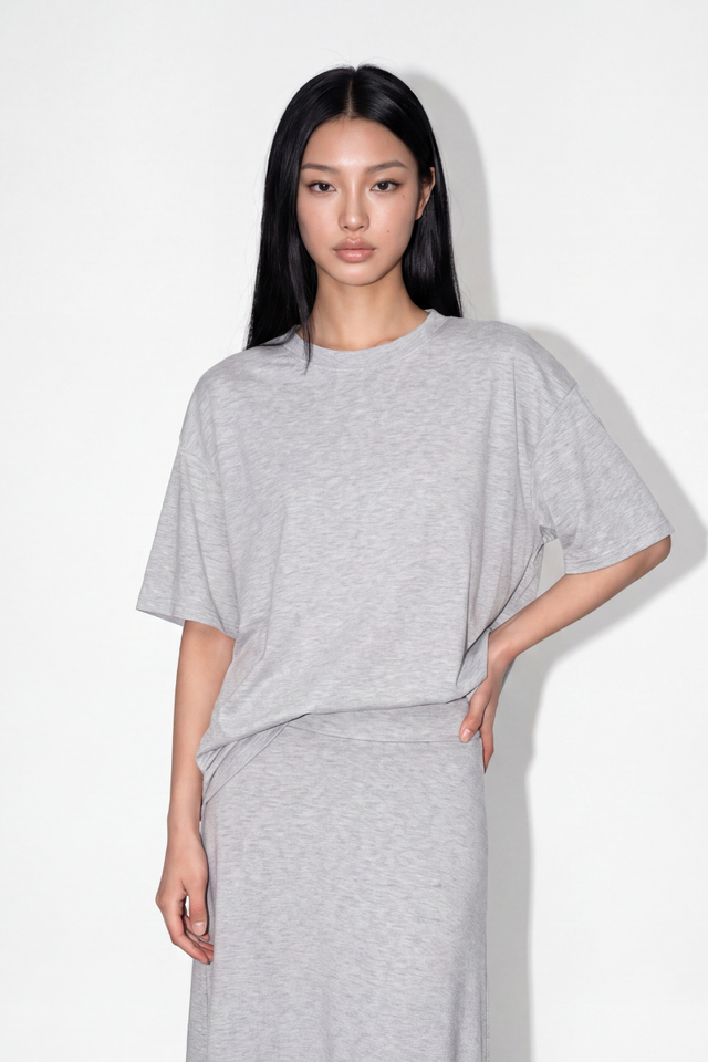 OLSEN OVERSIZED T-SHIRT (LIGHT HEATHER GREY)