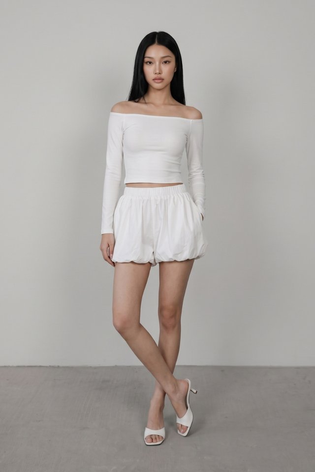 OLINA OFF SHOULDER PADDED TOP (WHITE)