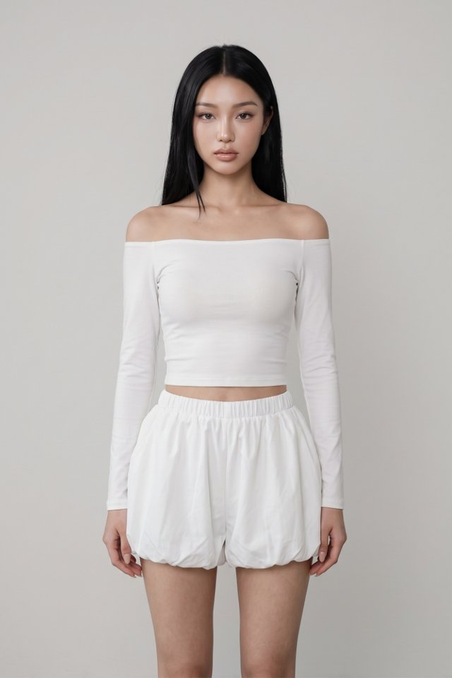 OLINA OFF SHOULDER PADDED TOP (WHITE)