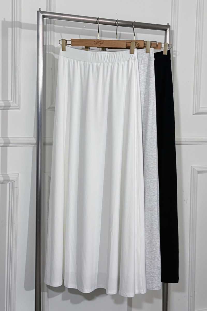 ALINE A-LINE BANDED SKIRT (WHITE)