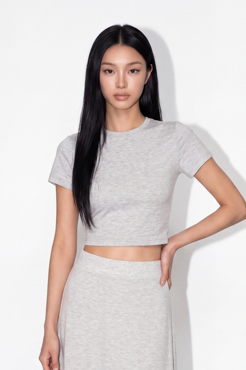 BINA BABY TEE (LIGHT HEATHER GREY)