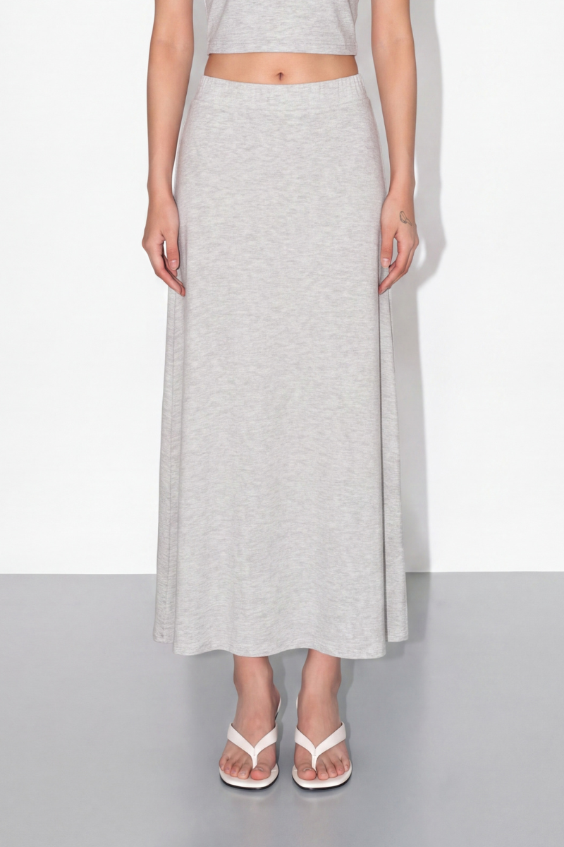 ALINE A-LINE BANDED SKIRT (LIGHT HEATHER GREY)