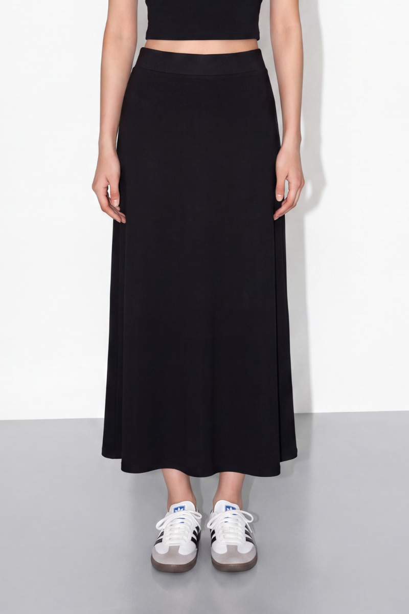ALINE A-LINE BANDED SKIRT (BLACK)
