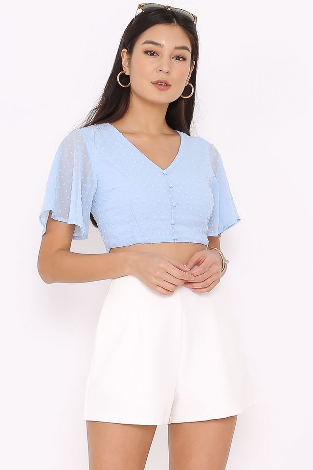 STEFFI SWISS DOT CROP TOP (BABY BLUE)