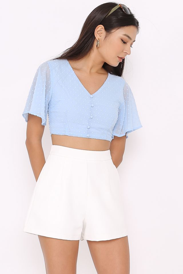 STEFFI SWISS DOT CROP TOP (BABY BLUE)
