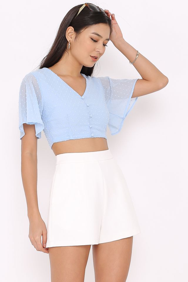 STEFFI SWISS DOT CROP TOP (BABY BLUE)