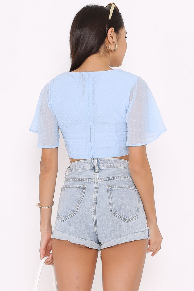 STEFFI SWISS DOT CROP TOP (BABY BLUE)