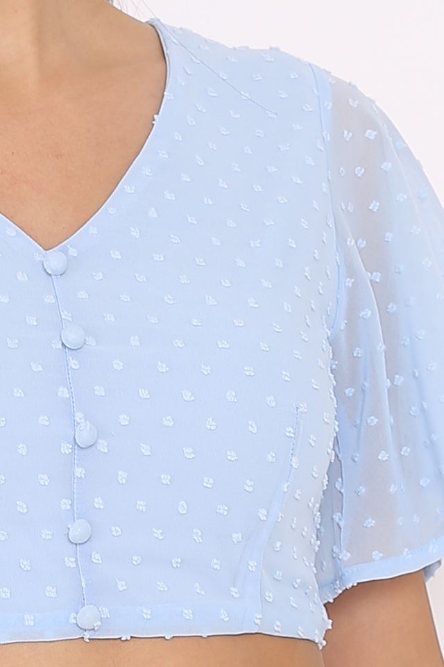 STEFFI SWISS DOT CROP TOP (BABY BLUE)