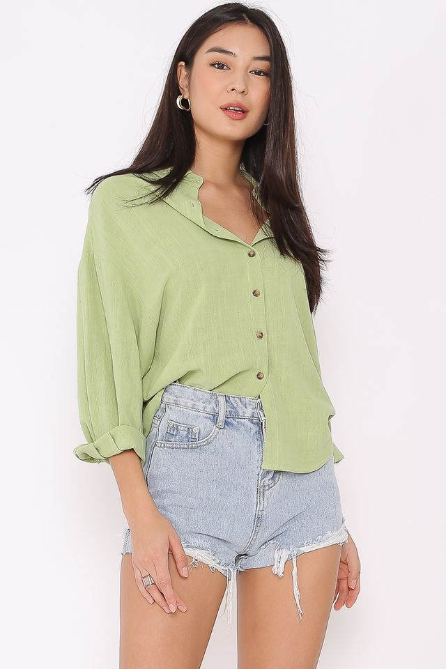 LOREL LINEN SHIRT (GRAPE GREEN)