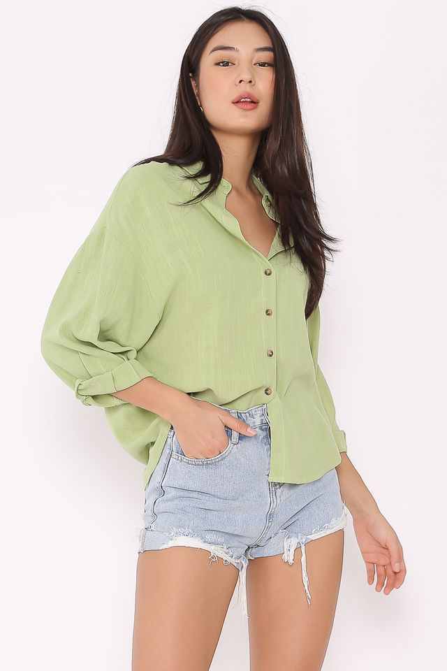 LOREL LINEN SHIRT (GRAPE GREEN)