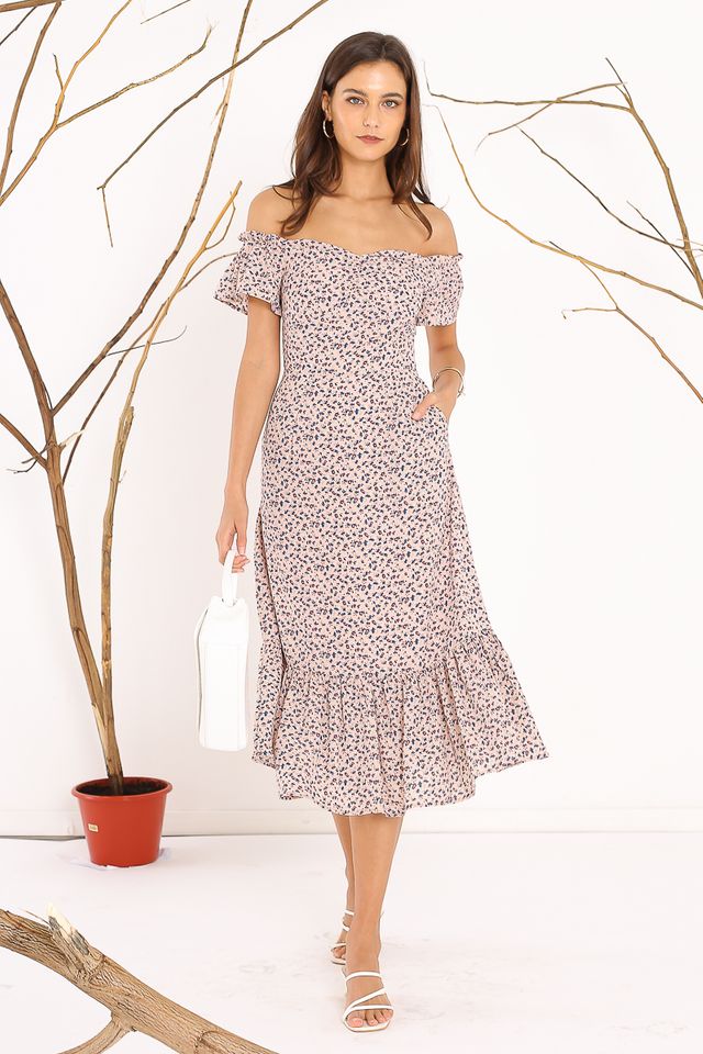 FAITH FLORAL DRESS (DUSTY PINK)