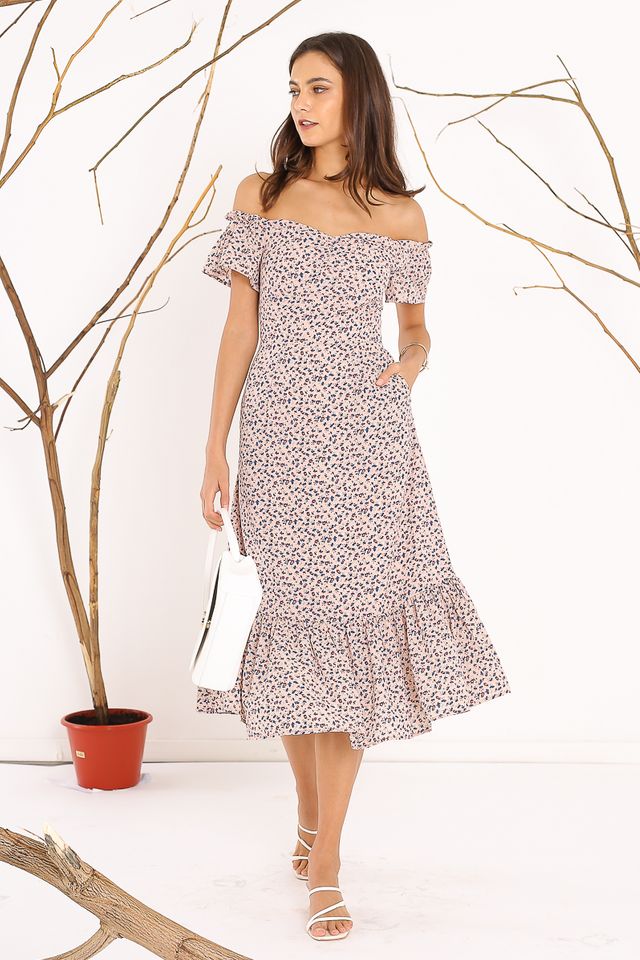 FAITH FLORAL DRESS (DUSTY PINK)