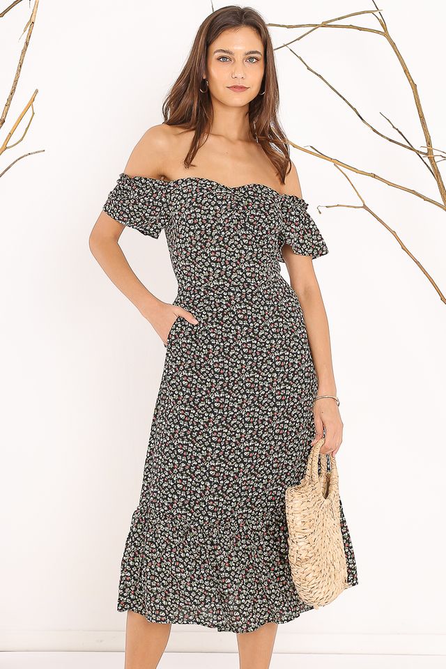 FAITH FLORAL DRESS (BLACK)