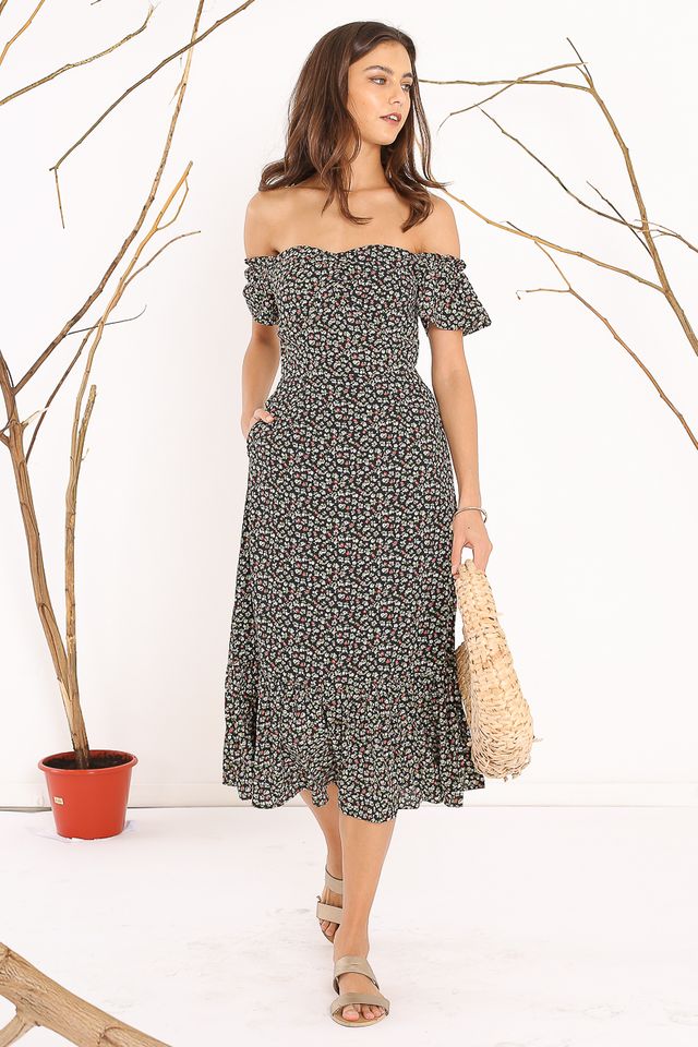 FAITH FLORAL DRESS (BLACK)