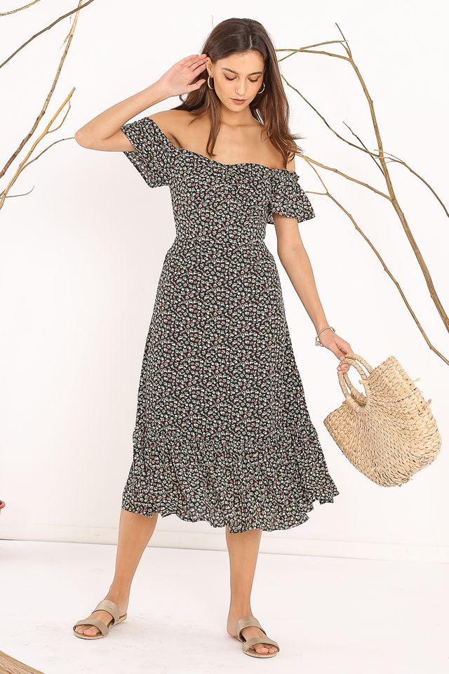 FAITH FLORAL DRESS (BLACK)