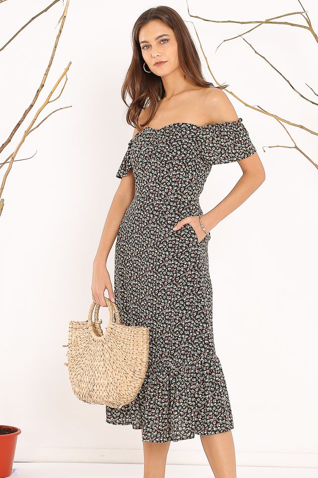 FAITH FLORAL DRESS (BLACK)