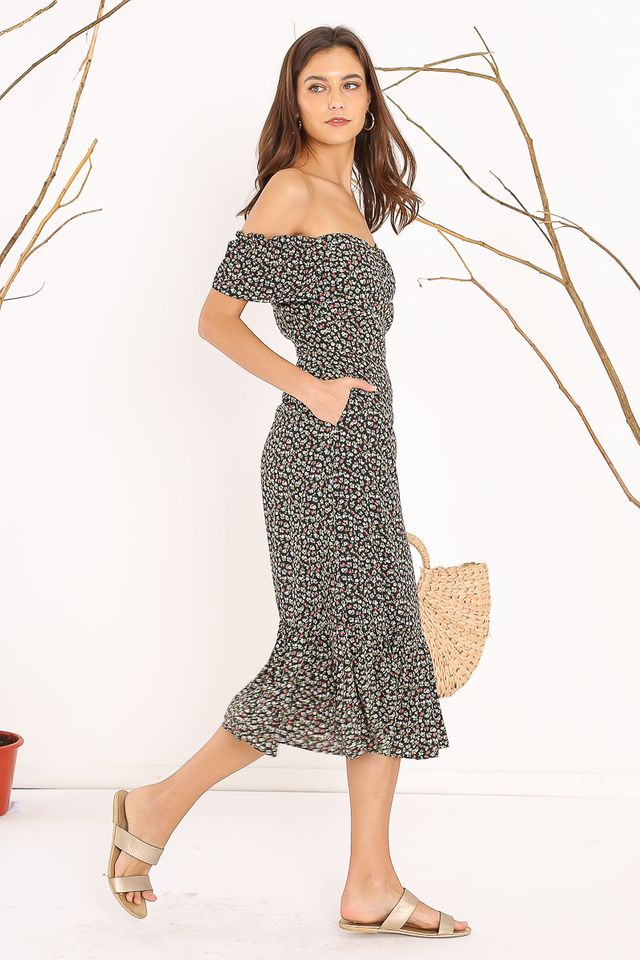 FAITH FLORAL DRESS (BLACK)