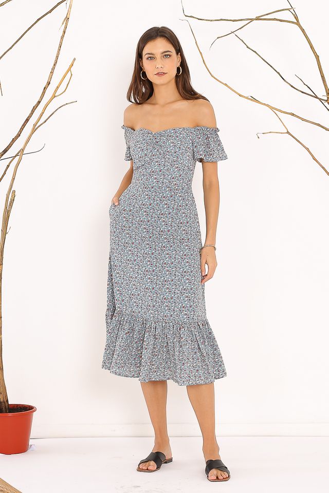 FAITH FLORAL DRESS (BABY BLUE)