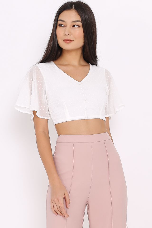 STEFFI SWISS DOT CROP TOP (WHITE)