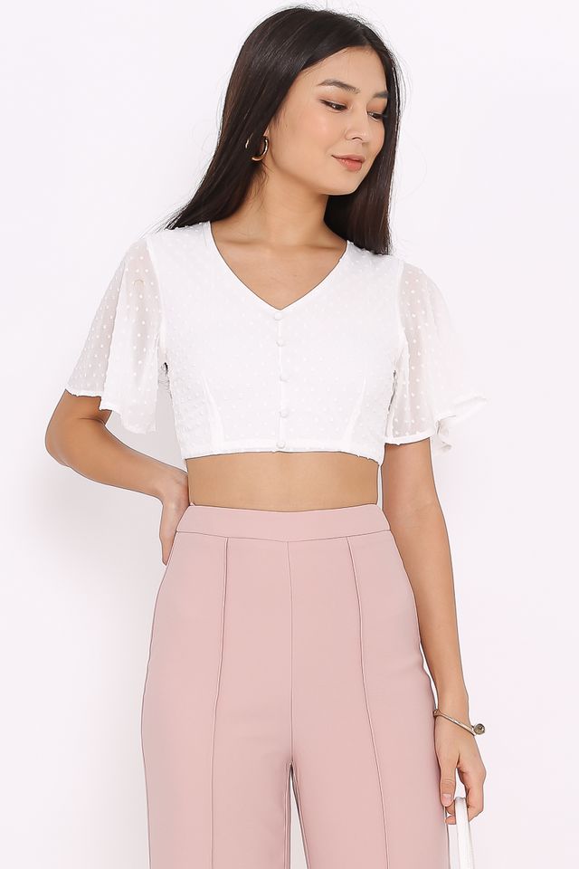 STEFFI SWISS DOT CROP TOP (WHITE)