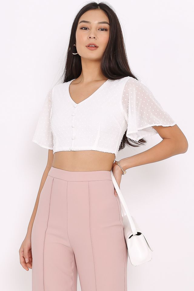STEFFI SWISS DOT CROP TOP (WHITE)