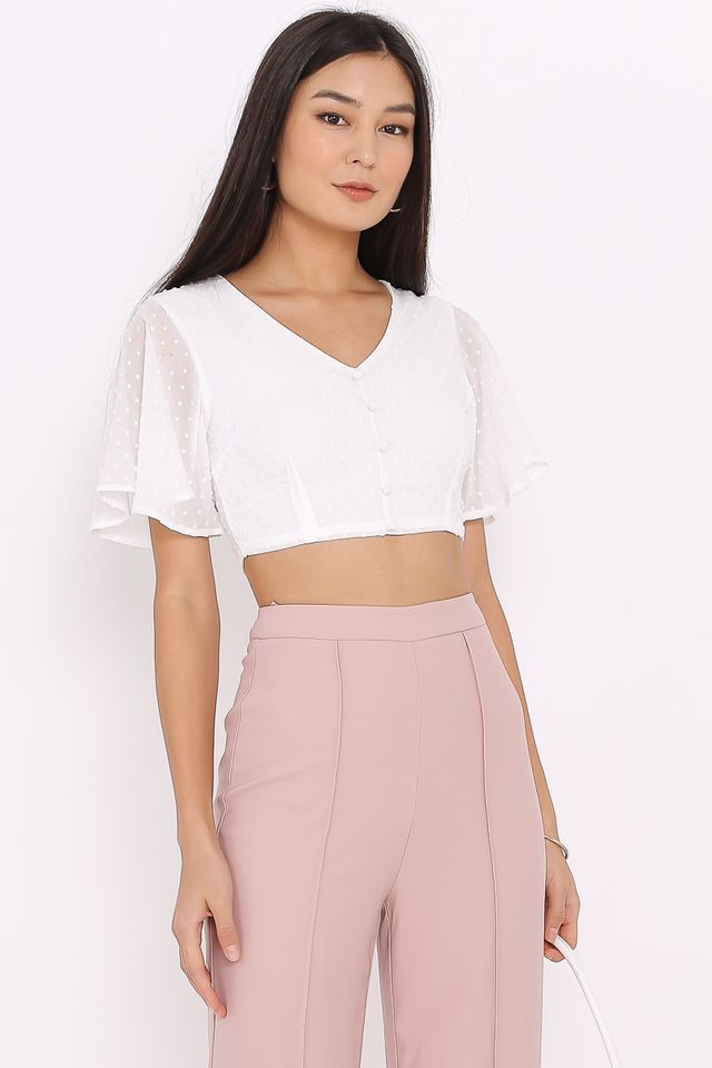 STEFFI SWISS DOT CROP TOP (WHITE)