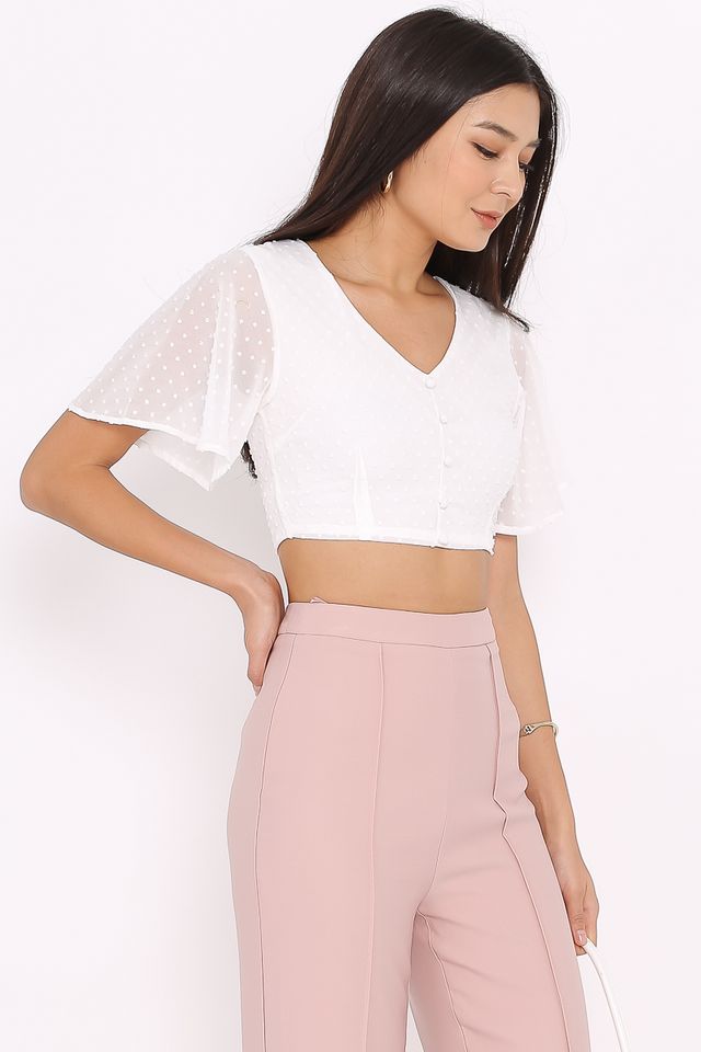 STEFFI SWISS DOT CROP TOP (WHITE)
