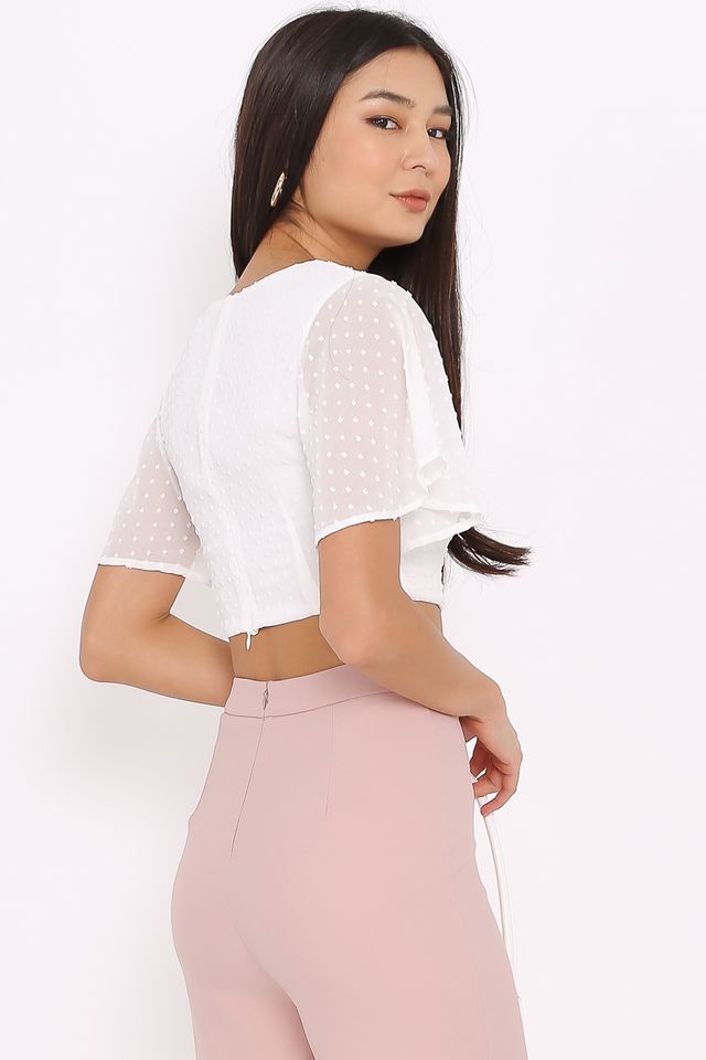 STEFFI SWISS DOT CROP TOP (WHITE)