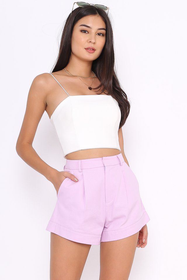 CHARLIE CURVED HEM SHORTS (LILAC)