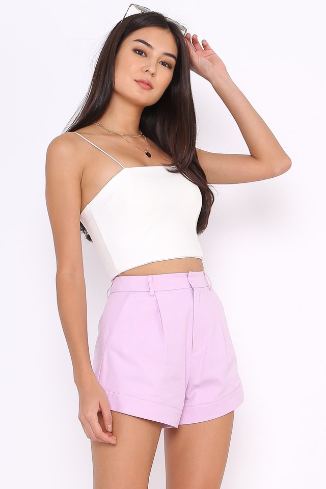 CHARLIE CURVED HEM SHORTS (LILAC)