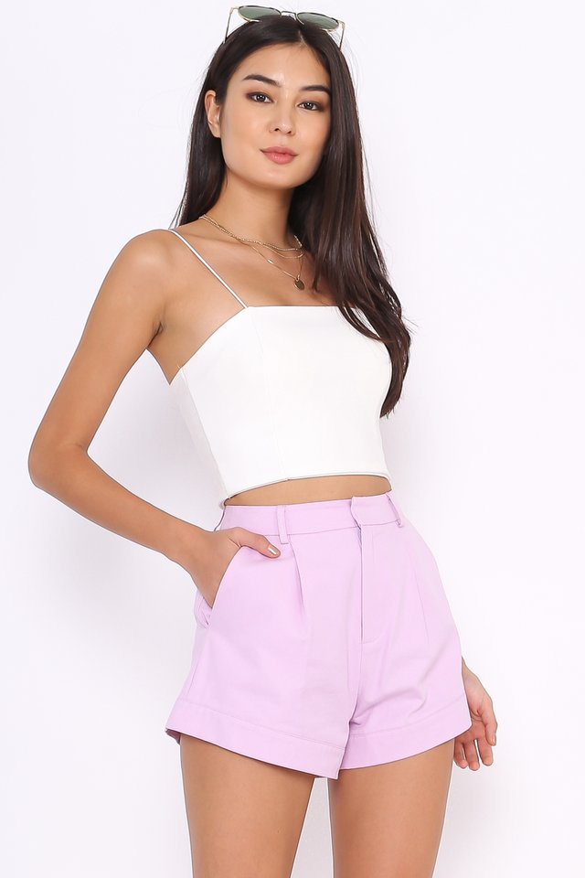 CHARLIE CURVED HEM SHORTS (LILAC)