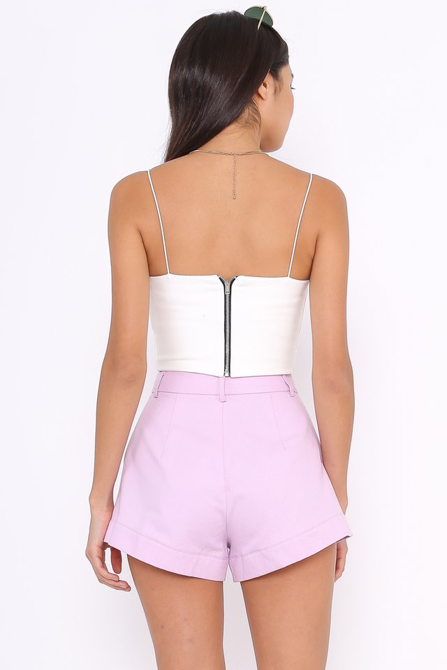 CHARLIE CURVED HEM SHORTS (LILAC)