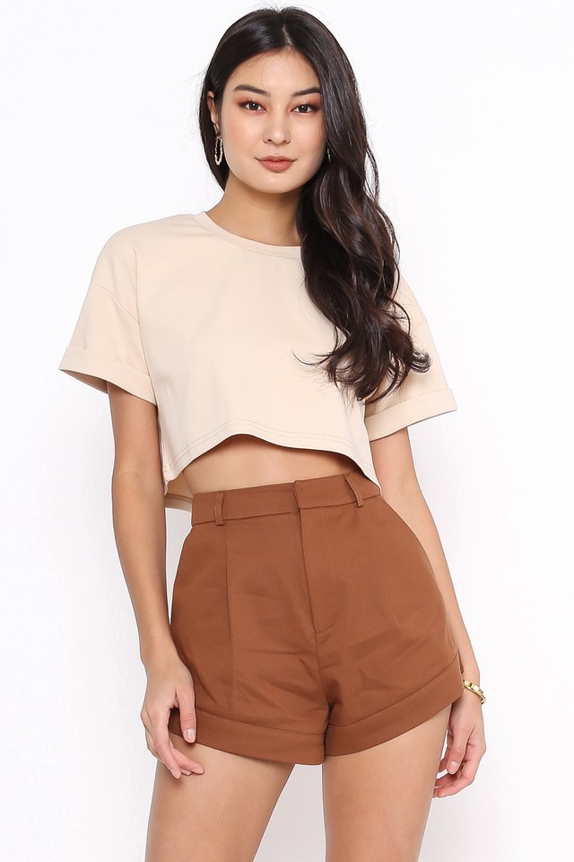 CASSIE CROPPED TOP (MILK TEA) (S)
