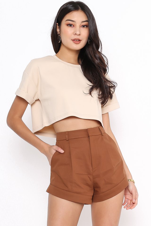 CASSIE CROPPED TOP (MILK TEA) (S)