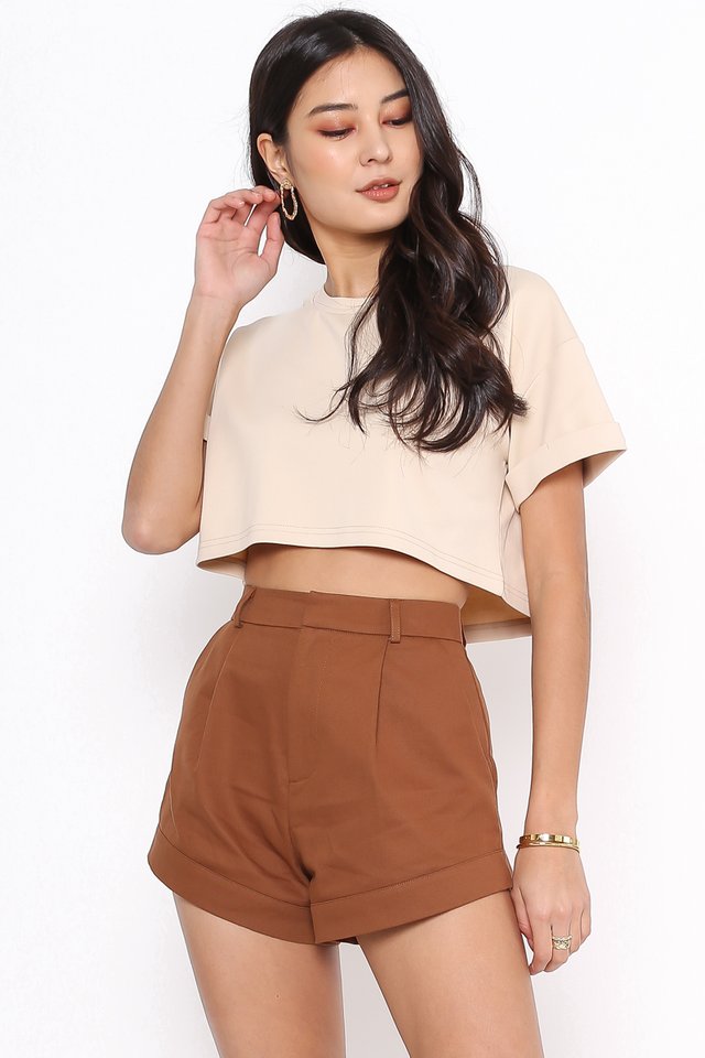 CASSIE CROPPED TOP (MILK TEA) (S)
