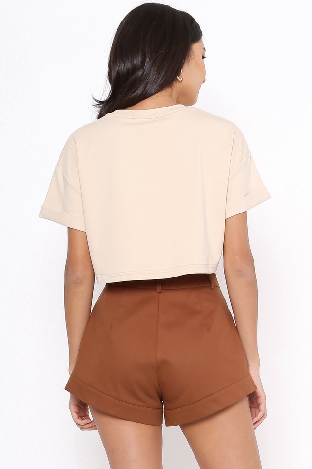 CASSIE CROPPED TOP (MILK TEA) (S)