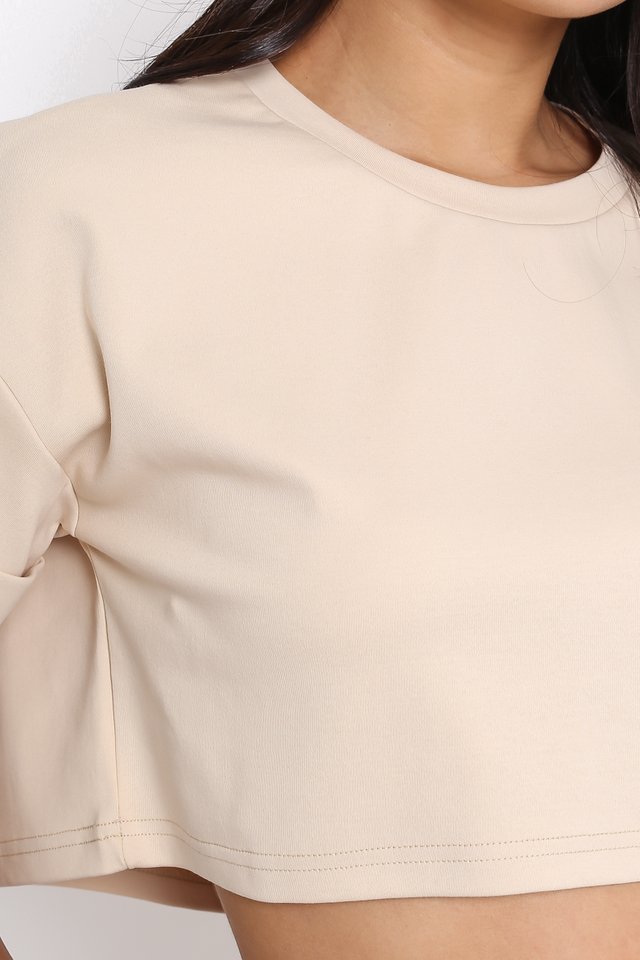 CASSIE CROPPED TOP (MILK TEA) (S)