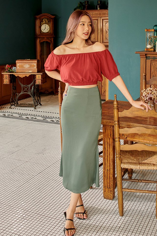 SHEA SATIN SKIRT (DARK TEAL)