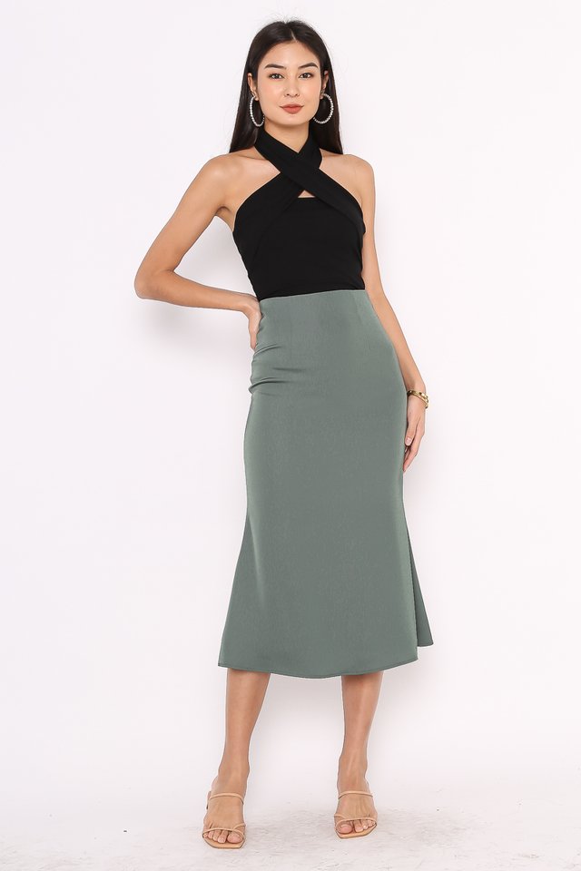 SHEA SATIN SKIRT (DARK TEAL)