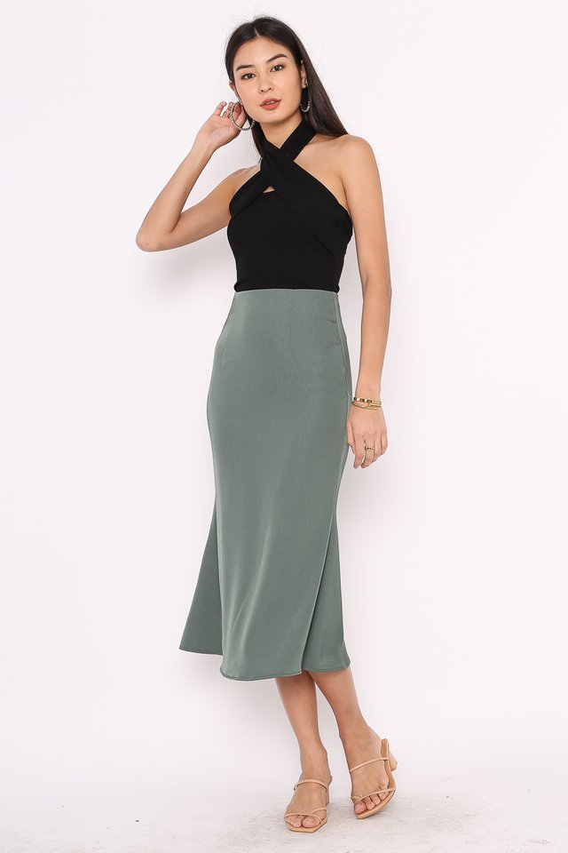 SHEA SATIN SKIRT (DARK TEAL)