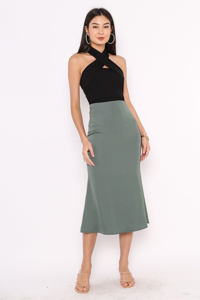 SHEA SATIN SKIRT (DARK TEAL)