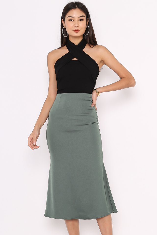 SHEA SATIN SKIRT (DARK TEAL)